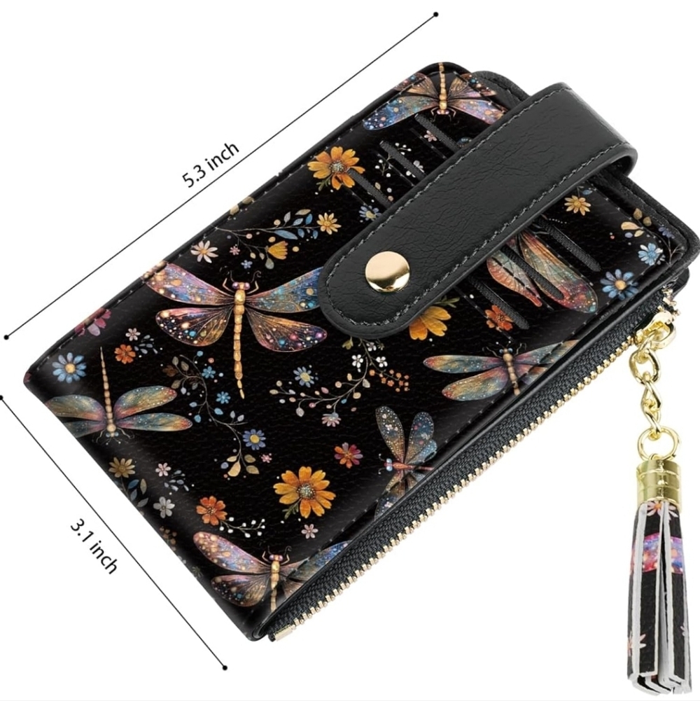 Black Dragonfly Print Wallet